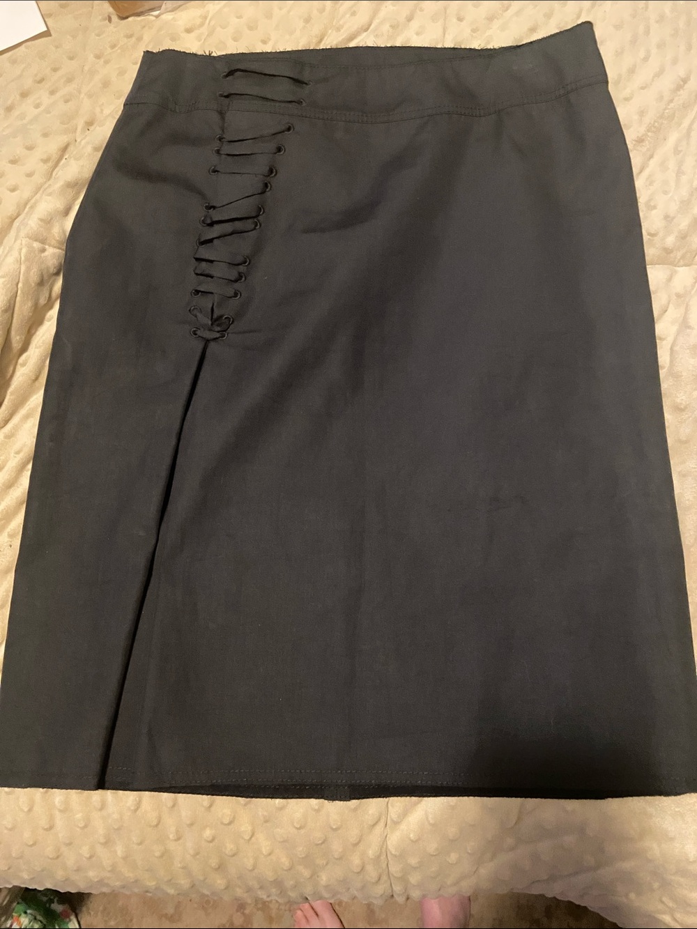 Vintage 2002 Tom Ford for Gucci Black Pencil Skirt with Lace-Up Front Detail